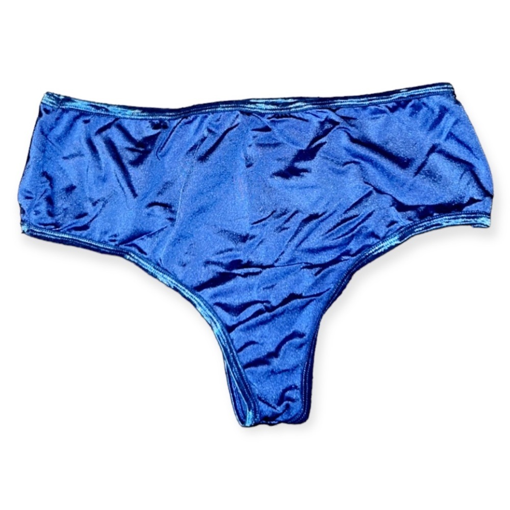 Blue high waisted swim bottoms